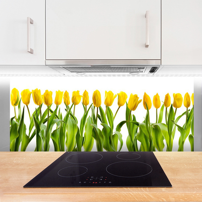 Kitchen Splashback Tulips floral green yellow