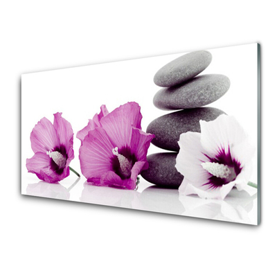 Kitchen Splashback Flower stones floral pink white grey