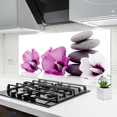 Kitchen Splashback Flower stones floral pink white grey