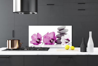 Kitchen Splashback Flower stones floral pink white grey