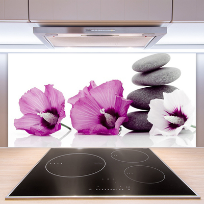 Kitchen Splashback Flower stones floral pink white grey