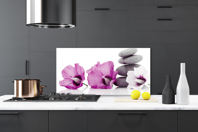 Kitchen Splashback Flower stones floral pink white grey