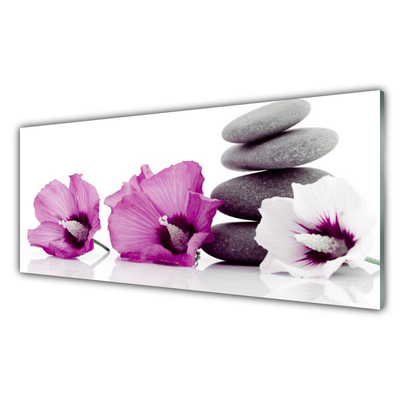 Kitchen Splashback Flower stones floral pink white grey