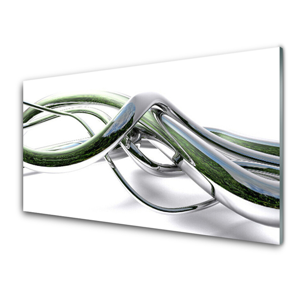 Kitchen Splashback Abstract art silver green