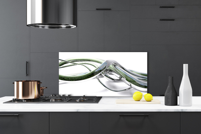 Kitchen Splashback Abstract art silver green