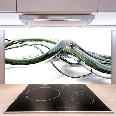 Kitchen Splashback Abstract art silver green