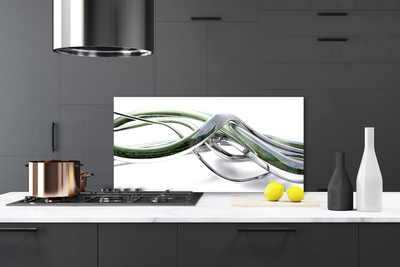 Kitchen Splashback Abstract art silver green