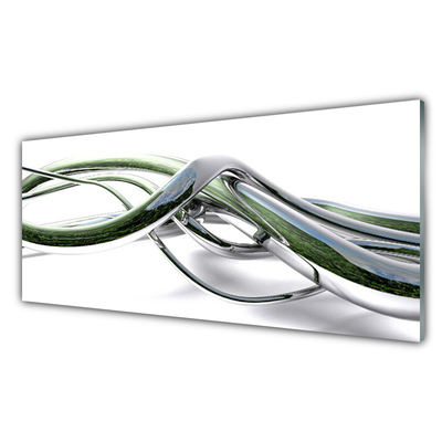 Kitchen Splashback Abstract art silver green