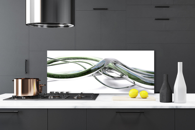 Kitchen Splashback Abstract art silver green