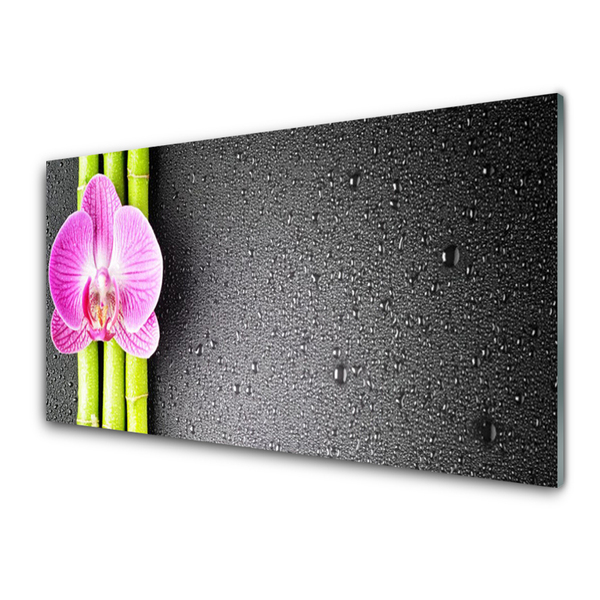 Kitchen Splashback Bamboo tube flower floral green pink