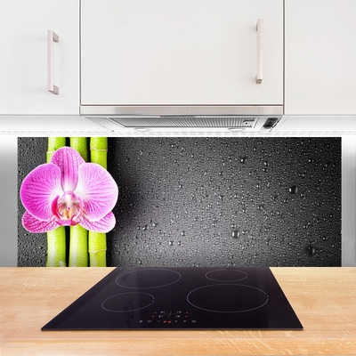 Kitchen Splashback Bamboo tube flower floral green pink