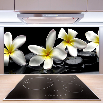 Kitchen Splashback Flower stones floral green white black