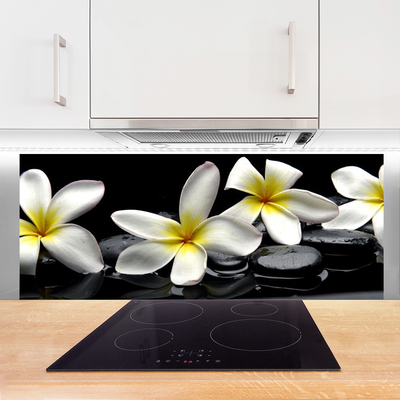 Kitchen Splashback Flower stones floral green white black