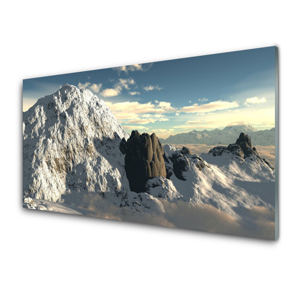 Kitchen Splashback Mountains landscape grey white