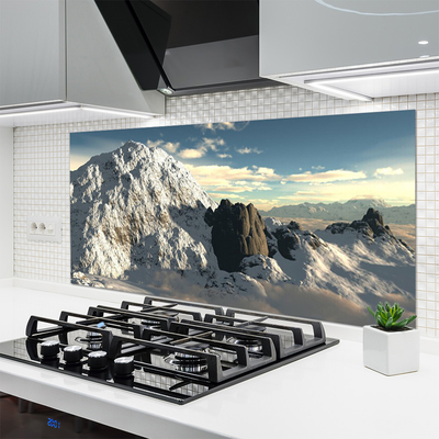 Kitchen Splashback Mountains landscape grey white