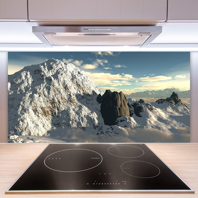 Kitchen Splashback Mountains landscape grey white