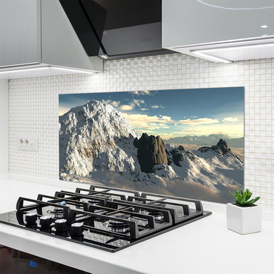 Kitchen Splashback Mountains landscape grey white