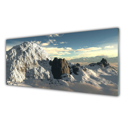 Kitchen Splashback Mountains landscape grey white