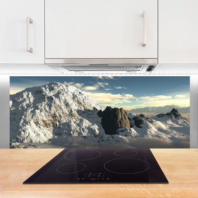 Kitchen Splashback Mountains landscape grey white