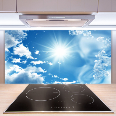 Kitchen Splashback Heaven sun landscape white blue