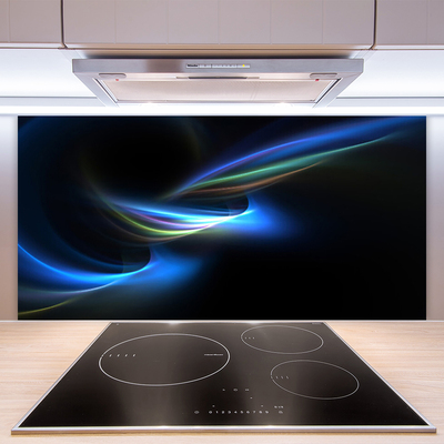 Kitchen Splashback Abstraction art black blue