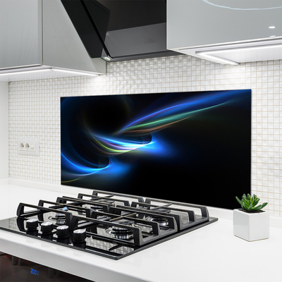 Kitchen Splashback Abstraction art black blue