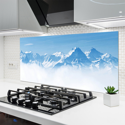 Kitchen Splashback Mountain fog landscape blue white