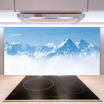 Kitchen Splashback Mountain fog landscape blue white