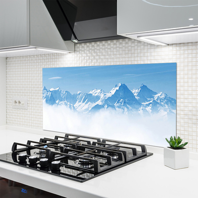 Kitchen Splashback Mountain fog landscape blue white