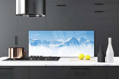 Kitchen Splashback Mountain fog landscape blue white