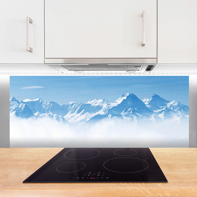 Kitchen Splashback Mountain fog landscape blue white