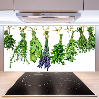 Kitchen Splashback Petals floral green purple