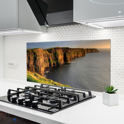 Kitchen Splashback Rock sea landscape brown grey