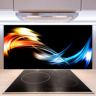 Kitchen Splashback Abstract art black yellow orange blue