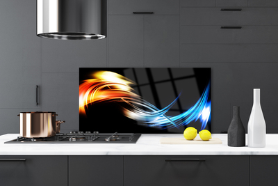 Kitchen Splashback Abstract art black yellow orange blue