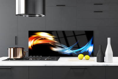 Kitchen Splashback Abstract art black yellow orange blue