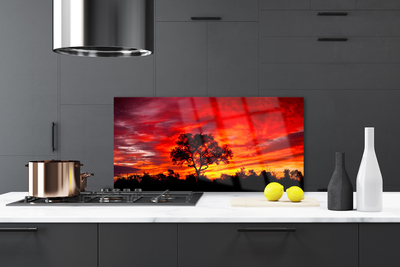 Kitchen Splashback Tree landscape black