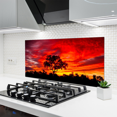 Kitchen Splashback Tree landscape black