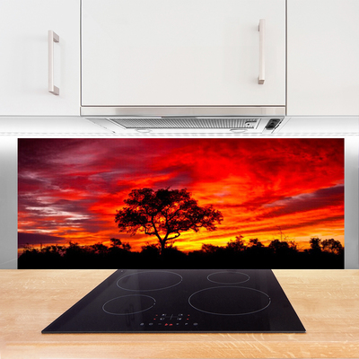 Kitchen Splashback Tree landscape black