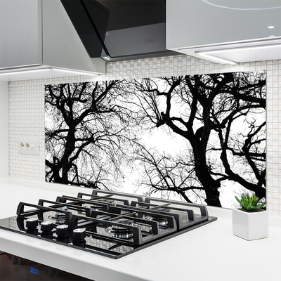 Kitchen Splashback Trees nature black