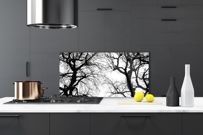 Kitchen Splashback Trees nature black