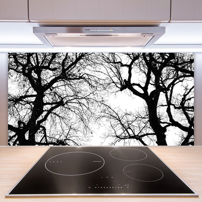 Kitchen Splashback Trees nature black