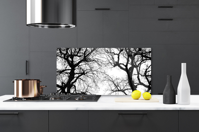 Kitchen Splashback Trees nature black