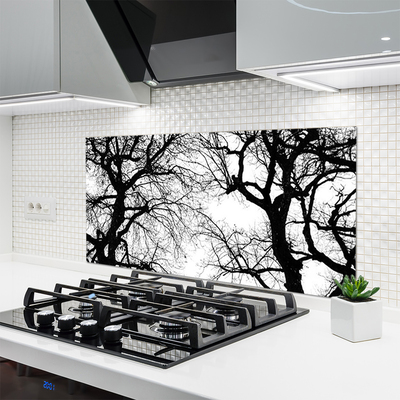 Kitchen Splashback Trees nature black