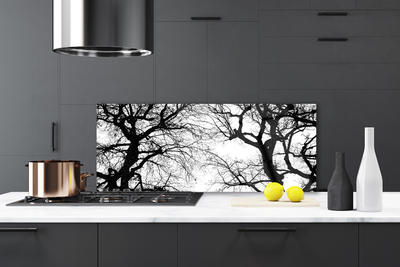 Kitchen Splashback Trees nature black