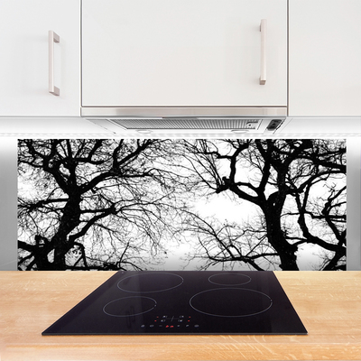 Kitchen Splashback Trees nature black