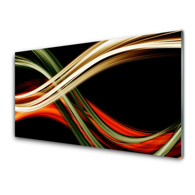 Kitchen Splashback Abstract art black green yellow orange