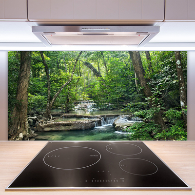 Kitchen Splashback Forest nature brown green