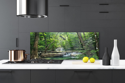 Kitchen Splashback Forest nature brown green