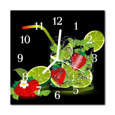 Glass Kitchen Clock Strawberry lime kitchen green